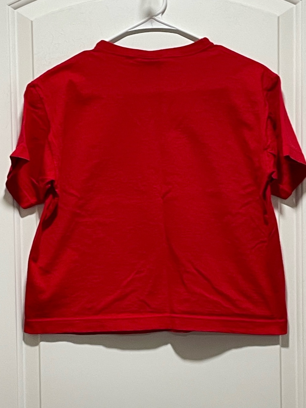Hot & Cropped! Vintage Harley-Davidson Sz M Bold Red Top Crew Winged Chest Logo - Picture 4 of 9